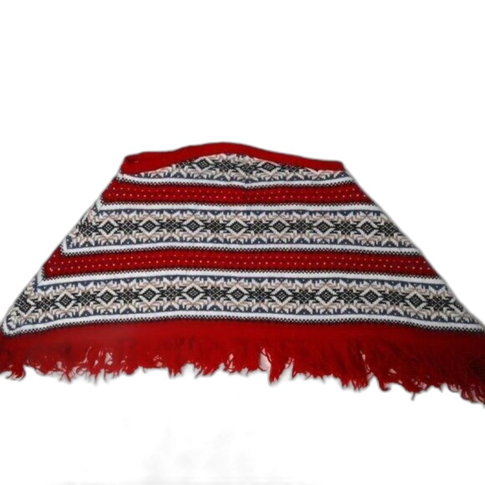The Great American Sweater For Kids Knit Sweater Poncho Red Blue Tan Size L/XL
